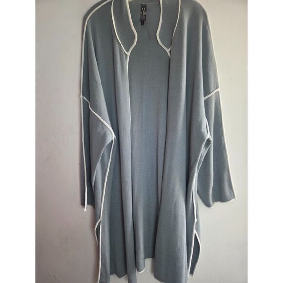 NWOT Marla Wynne Blue Grey Cotton Duster Length Open Cardigan Sweater size 3X - Picture 11 of 11